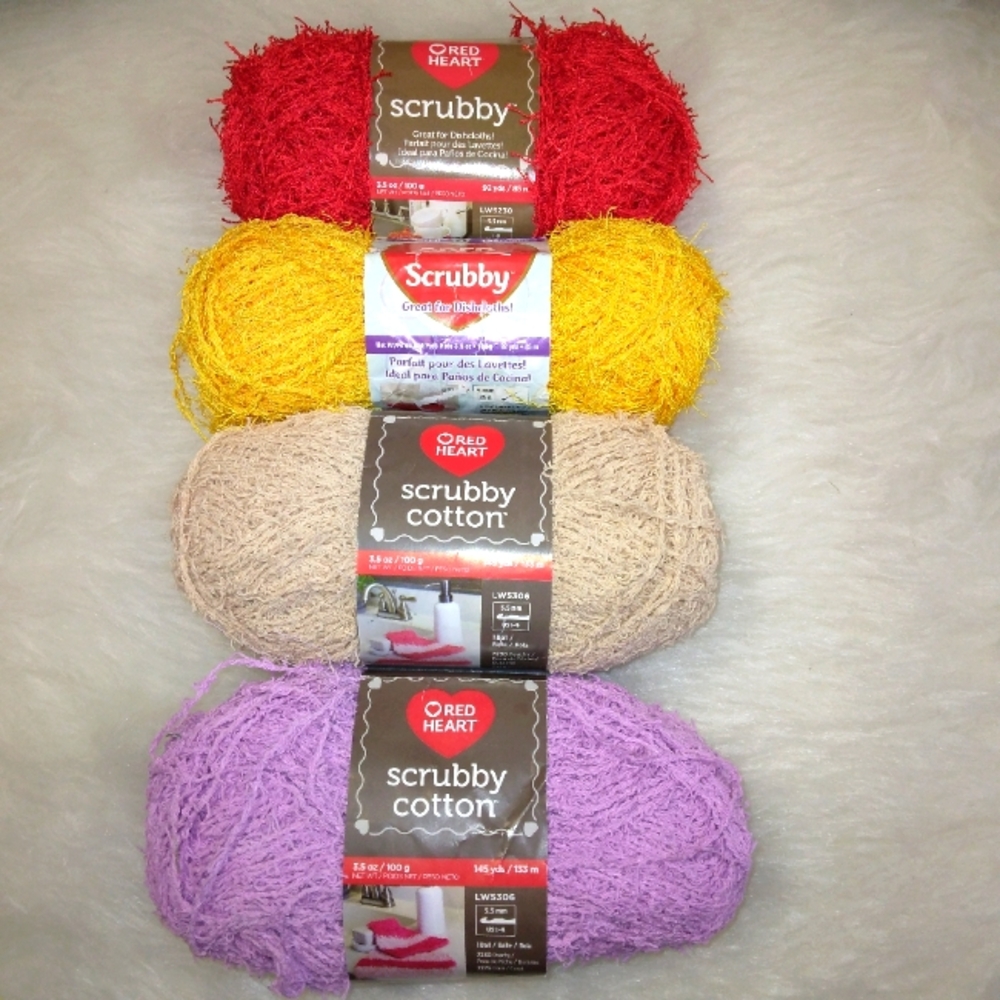 YARN Red Heart Scrubby & Cotton Scrubby, 4 skeins total